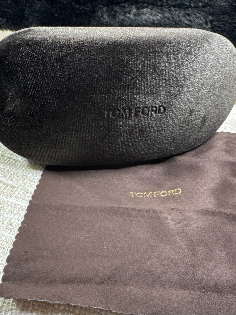 Tom Ford Brown Velvet Eyewear Case with Gold Logo